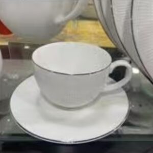 Silver Trim Coffee Cup 咖啡杯碟银边-021